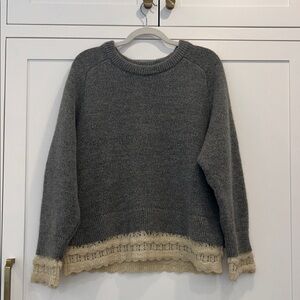 Zara Gray and Cream Crew Neck Sweater